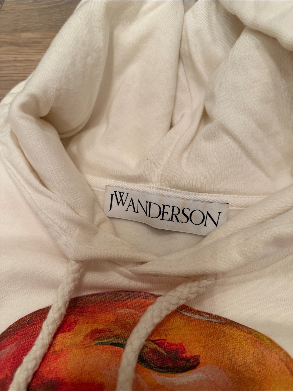 JW ANDERSON Cream Hoodie with Peach Graphic - Picture 2 of 4